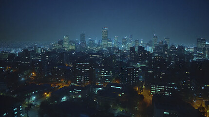 Obraz premium stunning night cityscape of Johannesburg, showcasing vibrant urban skyline illuminated by city