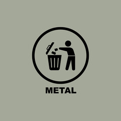 Trash Bin Icon. Flat Symbol. Recycling Bins Waste Segregation Guide. Vector Illustration