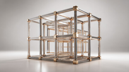 Wooden scaffolding 3D render