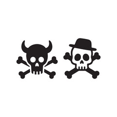 skull and crossbones icon silhouette 