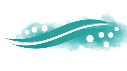 Abstract Wave Design with Soft Blue Tones and Floating Circles for Creative Backgrounds