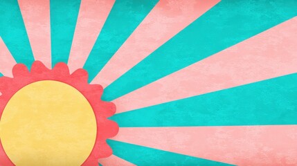 Colorful Sunburst Background with Pink and Teal Stripes for Creative Projects and Designs