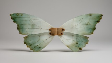 Delicate Butterfly Sculpture with Translucent Wings and Earthy Tones for Artistic Display
