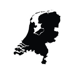 Netherlands Black Map White Background