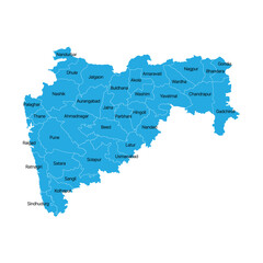 Maharashtra Blue Map White Background