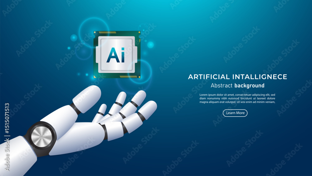 Leinwandbilder 3d a futuristic robotic hand holding an ai chipset. future cybernetic artificial intelligence, innov