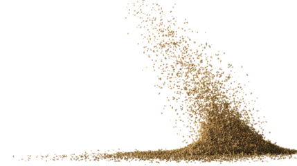 Gold dust falling in slow motion on transparent background

