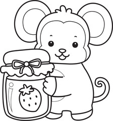 Outline of Cute Monkey icon. Coloring pages of Funny baby Monkey animal series stock illustration.