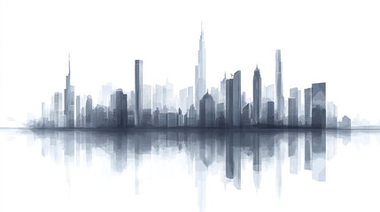 Fototapeta premium stunning city skyline illustration with modern aesthetic, showcasing tall buildings