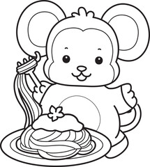Outline of Cute Monkey icon. Coloring pages of Funny baby Monkey animal series stock illustration.