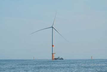 Crew Transfer Vessel Engaged in Personnel and Cargo Transfer at Offshore Wind Turbine, Push-on test