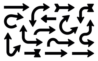 A Collection of Black Arrows Various Styles and Directions for Design Projects