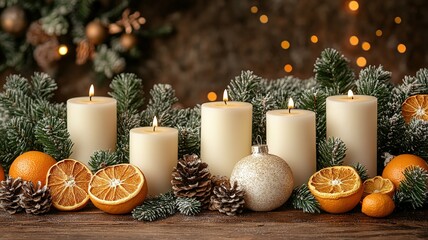 Nordic-inspired holiday table setting with organic natural elements