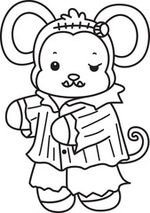Outline of Cute Monkey icon. Coloring pages of Funny baby Monkey animal series stock illustration.