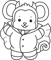 Outline of Cute Monkey icon. Coloring pages of Funny baby Monkey animal series stock illustration.