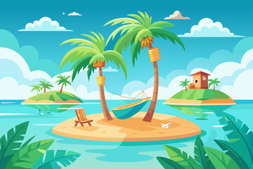 Obraz premium Tropical Island Paradise Vector Illustration