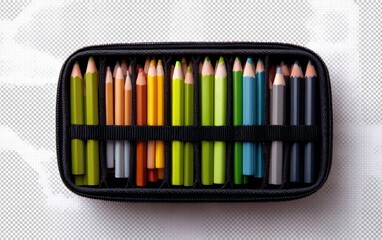 Colored pencils in a case