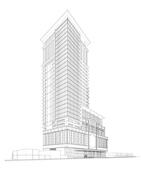 Fototapeta premium 3d wireframe of building. sketch design.Vector