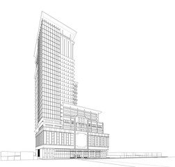 3d wireframe of building. sketch design.Vector