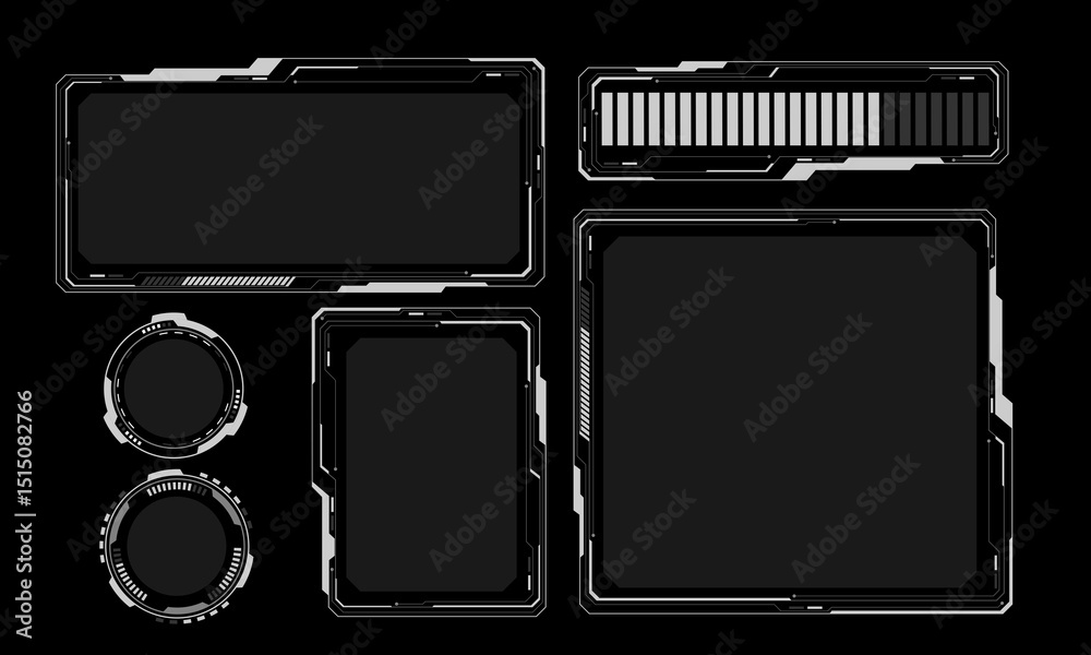 Poster hud frames white grey user interface elements design modern technology futuristic control panel scre
