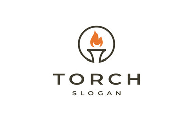 torch logo design vector illustration, torch with circle logo template