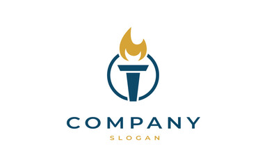 torch logo design vector illustration, torch with circle logo template