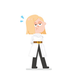 Vector art of Cartoon woman with worried expression isolated on white