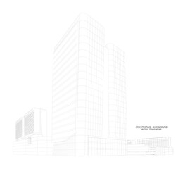 3d wireframe of building. sketch design.Vector