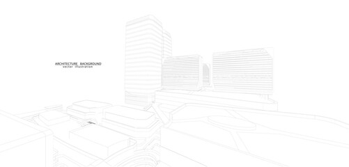 3d wireframe of building. sketch design.Vector