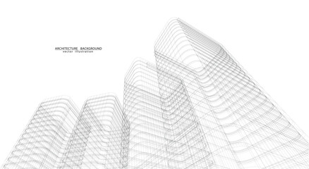 3d wireframe of building. sketch design.Vector