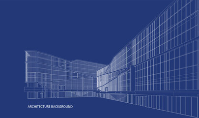 3d wireframe of building. sketch design.Vector