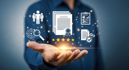 Businessman Presenting Quality Management System Documents Teamwork Process Improvement Strategy