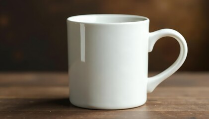 Fototapeta premium Classic white ceramic mug, handle detail visible , element, handle, background