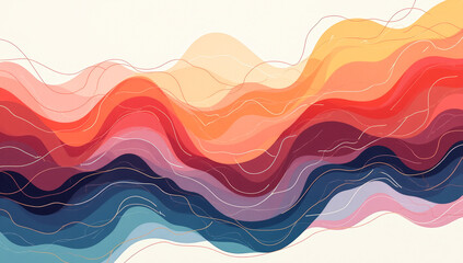 multicolored painted waves on a white background