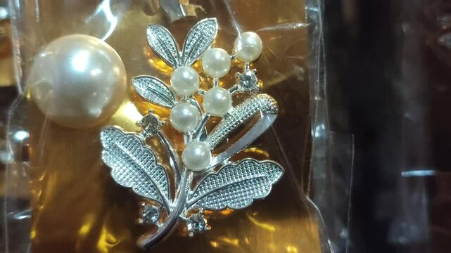 brooch accessories displayed in a shop