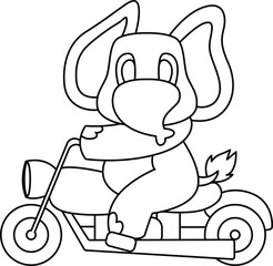 Elephant Motorcycle Animal Vector Graphic Art Illustration