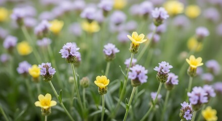 Fototapeta premium Colorful wildflowers blooming in a lush green meadow 