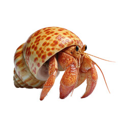 Hermit crab in a shell coastal environment high-quality image with transparent background nature scene