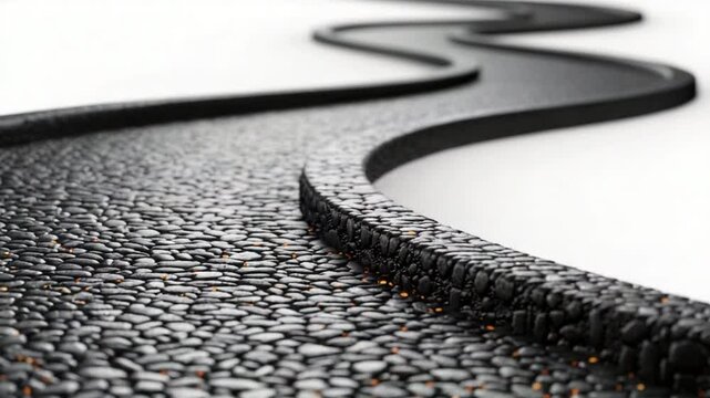 Winding Black Stone Path Illustration on White Background for Creative Projects