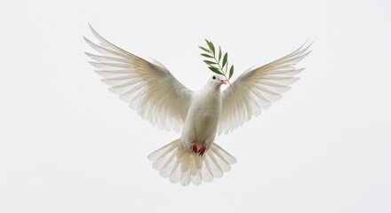 Fototapeta premium Serene White Dove in Flight: A Symbol of Peace and Hope