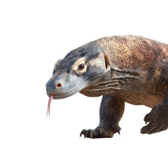 Komodo dragon lizard wildlife sanctuary transparent background detailed close-up nature animal behavior