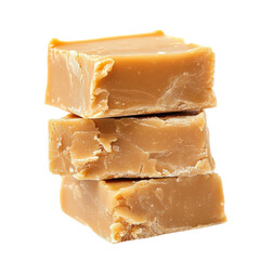 Creamy caramel fudge stacked neatly, showcasing its smooth texture and rich color, perfect for desserts or sweet treats