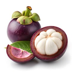 Pure Fresh Mangosteen  , clean white background