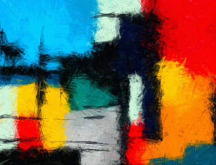 Abstract art brush strokes color blending template background, canvas texture applied.