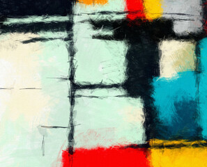 Abstract art brush strokes color blending template background, canvas texture applied.