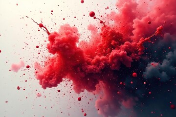 Crimson and black watercolor explosion Geometric forms radiate outwards , abstract, dynamic, backdrop