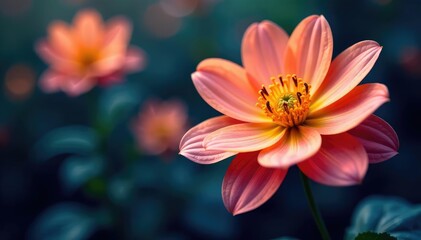 Abstract late-blooming flower, intricate detail, late autumn, botanical illustration