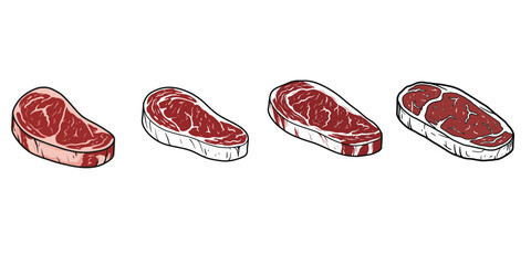 Steak Icons Set Beef meat steak icons
