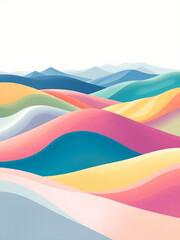 Pastel Mountains Landscape Digital Art Colorful Hills Illustration Smooth Gradient Design Scenic View Abstract Nature