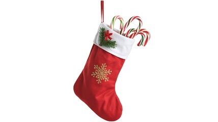 Festive Christmas Stocking Filled with Candy Canes Ready to be Hung with Care